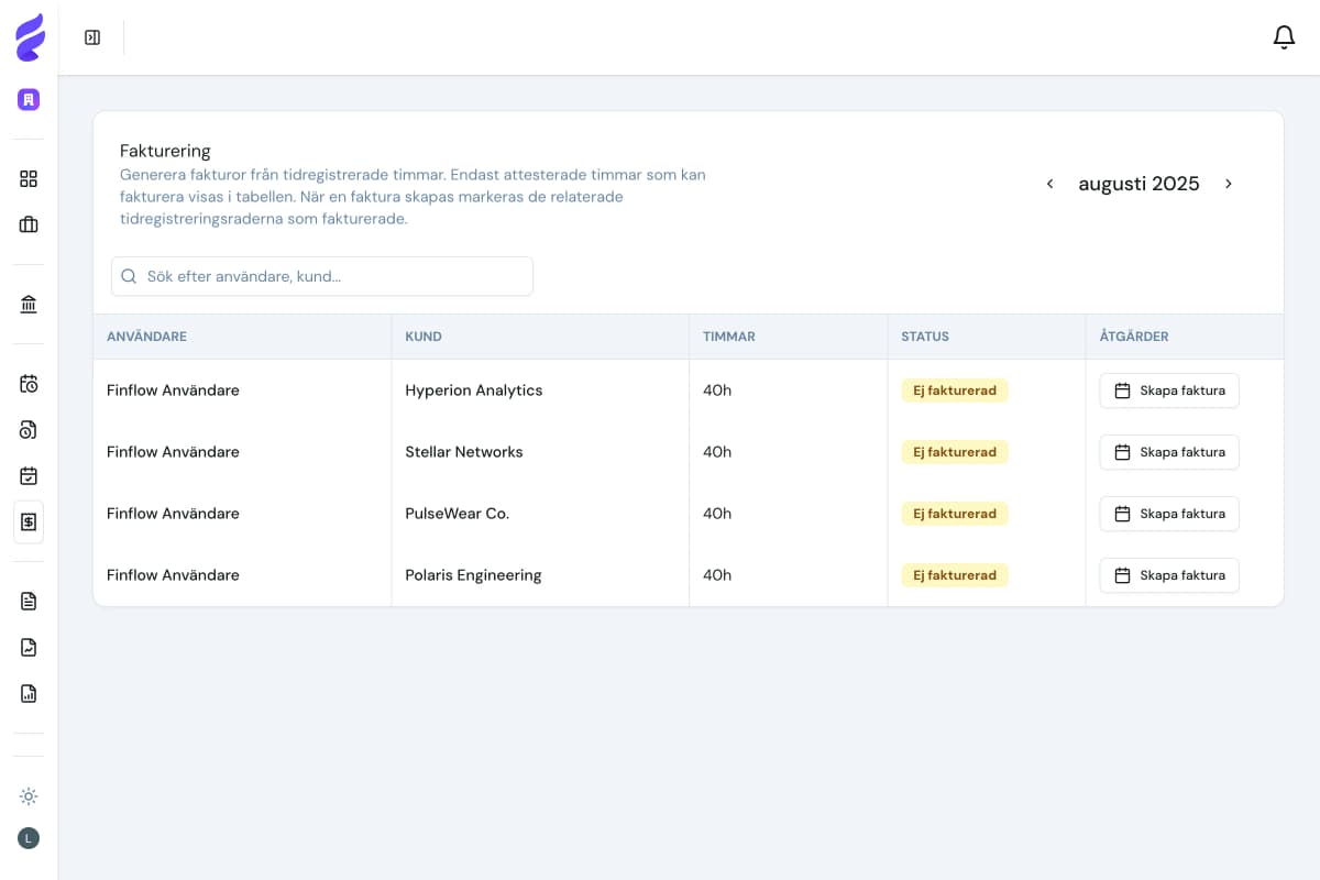TimeTracker invoicing preview