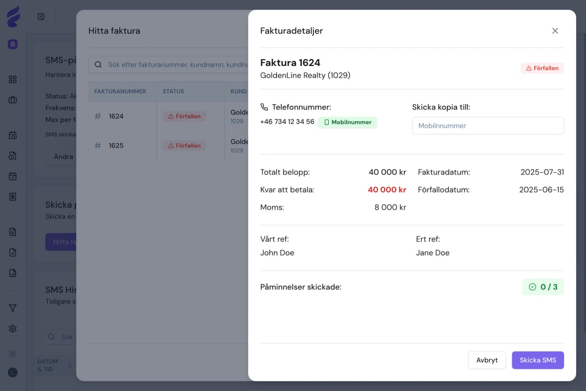 SMS notifications preview
